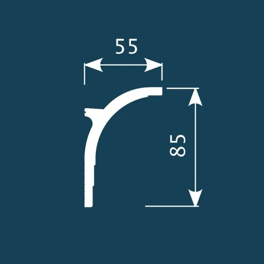 Карниз KX045, 85х55мм, 2000мм, Экополимер/6 — фото-808_2
